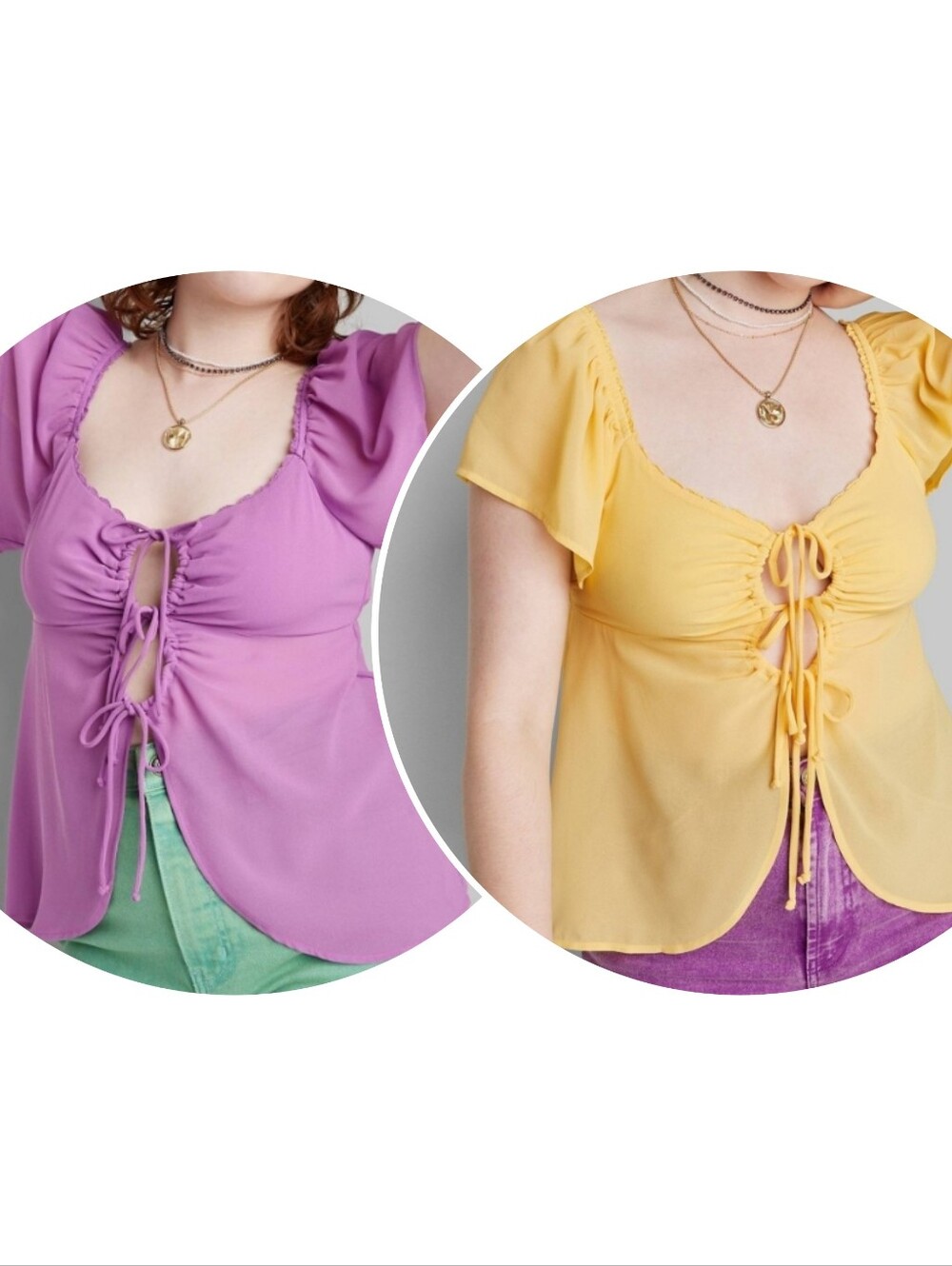 Nwt Wild Fable Flutter Purple And Yellow Sleeve Fly Away Top Bundle